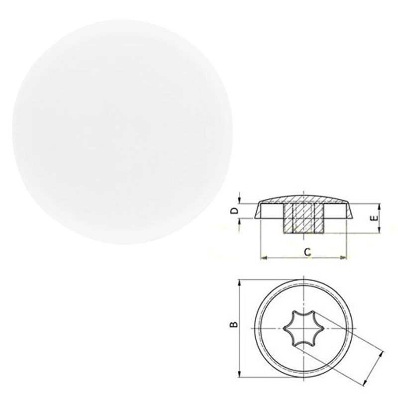TAKARÓSAPKA TORX-30 FEHÉR TOKRÖGZÍTŐ FALCSAVARHOZ IMPORT 100DB/CSOMAG MŰANYAG ZÁRÓELEMEK TAKARÓSAPKA TORX-30 FEHÉR TOKRÖGZÍTŐ FALCSAVARHOZ IMPORT 100DB/CSOMAG MŰANYAG ZÁRÓELEMEK