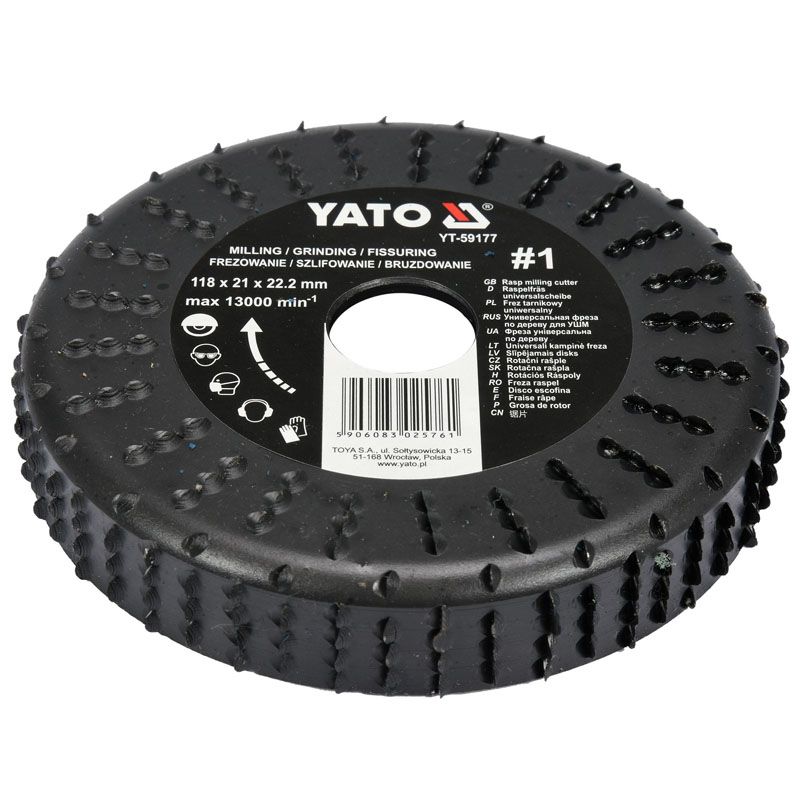 YATO 59177 CSISZOLÓTÁRCSA D118*22*21 NR1 FA, SEJTBETON, MŰANYAG, GIPSZ  VÁGÁS,CSISZOLÁS ÉS POLÍROZÁS