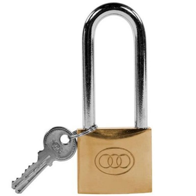 HOSSZÚKENGYELES LAKAT 38mm SÁRGARÉZ 3 KULCS D6mm KENGYEL TRI-CIRCLE LAKAT-LAKATPÁNT-LÁNC
