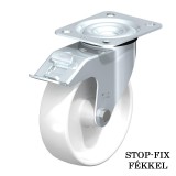 KERÉK POLIAMID BEÁLLÓ FÉKES D150 VILLÁS SIKLÓCSAP TB:150Kg BLICKLE LE-PO 150G-FI VILLÁS KEREKEK