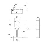 AMIG 8/3423 DARABRA MÁNDLIRÚDTARTÓ KÖZÉPSŐ 30*15mm ALUSZÍN OVÁL EZÜST CSŐHÖZ  BÚTORTARTOZÉK