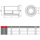 SZEGECSANYA M04 SÜLLYFEJŰ I1M04SFL* A2 INOX  ANYACSAVAR